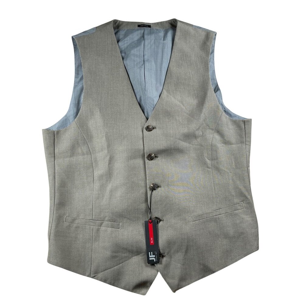 J. Ferrar | Men’s Slim Fit Suit Vest | Light Gray Sharkskin | Size M | New With